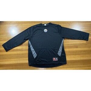 Pittsburgh Steelers Shirt Mens Large Black Mesh Pocket Long Sleeve Pullover NFL